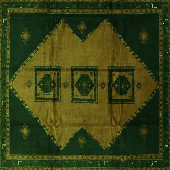 Ahgly Company Indoor Square Persian Green Traditional Area Rugs, 6' Square