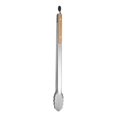 thumbnail image 1 of Pinzas de acero inoxidable para alimentos | Mango ergonómico de madera de 44 cm | Agarre antideslizante de alta resistencia | Bordes festoneados para servir pan y bistec | Utensilio de cocina con, 1 of 6