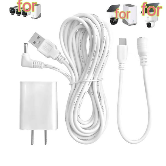 13FT Power Cable and Adapter compatible with eufy SoloCam S340/eufyCam S3 Pro&SoloCam E30