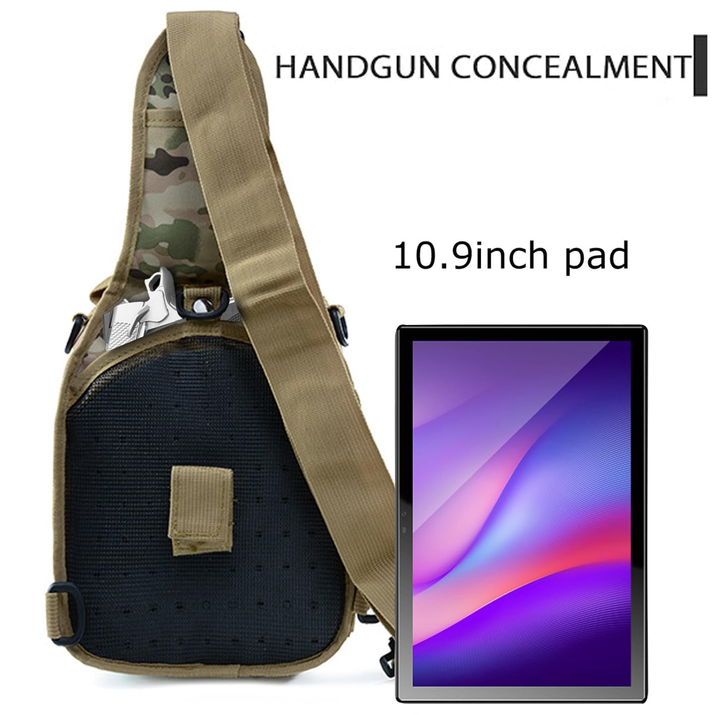 SkyAuks Sling Bag for Men, Crossbody Bag Men, Nylon Small Shoulder Bag, Pack Chest Bag for Men, Outdoor Sports Bag for Men, Waterproof Cross-Body Bag, Camouflage Khaki