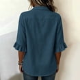 thumbnail image 4 of Neewe Button Down Shirts for Womens 3/4 Sleeve Blouses Collared Casual Summer Tops Daily Outfits, 4 of 6