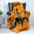 thumbnail image 4 of African Soft Flannel Fleece Throw Blanket, Native Dancer with Poly Rhythm Total Body Articulations Design, Cozy Plush for Indoor and Outdoor Use, 70" x 90", Orange Black, by Ambesonne, 4 of 5