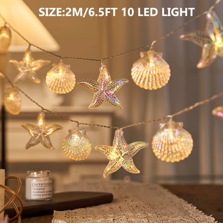 20FT 40LED Starfish & Seashell String Lights, USB Powered Summer