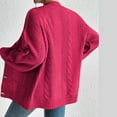 thumbnail image 3 of Trendy Sweater Cardigans Ladies Open Front Button Up Knitted Soft Loose Fall Winter Jackets Solid Outerwear (Small, Red), 3 of 6