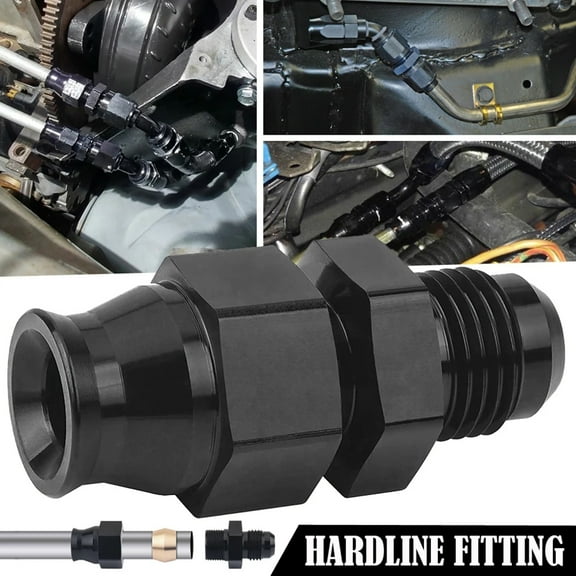 Lieonvis 5/16" Fuel Hardline Tube to 6 AN Male Flare Hose Fitting Adaptor 5/16" Diameter Aluminum Fuel Hardline Tube Fuel Hose Fitting Adaptor Connector Black Anodized with Brass Ferrule for Gas Liqui