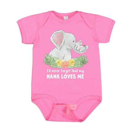 

Inktastic I ll Never Forget That My Nana Loves Me with Cute Elephants Gift Baby Boy or Baby Girl Bodysuit