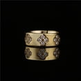 thumbnail image 3 of Brass Ring Micro Gold Plated Floral Geometric Design Zircon Embellished Fashion Jewelry For Women Elegant Accessory, 3 of 5