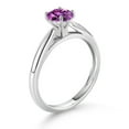 thumbnail image 3 of Gem Stone King 10K White Gold Fancy Purple Zirconia Solitaire Engagement Ring for Women (0.46 Cttw, Round 5MM, Available in Size 5, 6, 7, 8, 9), 3 of 4