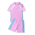 thumbnail image 4 of Einccm Children's 2-Piece Conservative Swimwear Set for 3-16 Years, Sun Protection Quick-Dry Fabric, Color Block Design with Summer Print, Ideal for Swimming, Surfing, and Beach Activities, 4 of 5