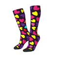 thumbnail image 2 of Vsdgher Colorful Hearts Print Thigh High Socks Extra Long Stretchy Sock Women Over Knee High Opaque Stocking Daily Wear, 2 of 5