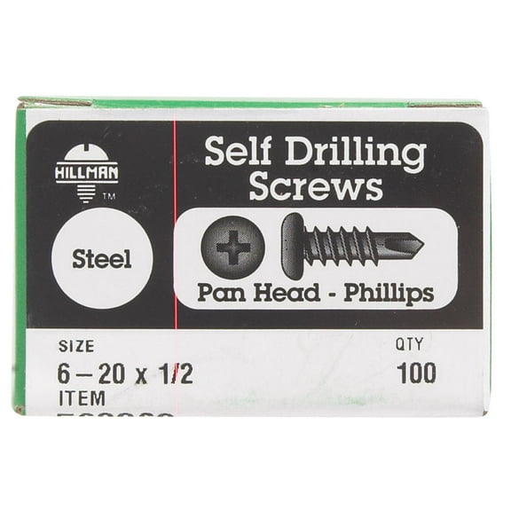 Hillman Fasteners 560262 Phillips Self-Drilling Metal Screws 6-20 x 1/2"