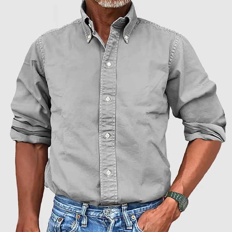 Fuzhiq Men's Casual Button Down Shirt Solid Slim Fit Long Sleeve Untucked Shirt Denim Casual Business Formal Dress Shirt, Size: Medium, Green Fuzhiq Men's Casual Button Down Shirt Solid Slim Fit Long Sleeve Untucked Shirt Denim Casual Business Formal Dress Shirt, Size: Medium, Green