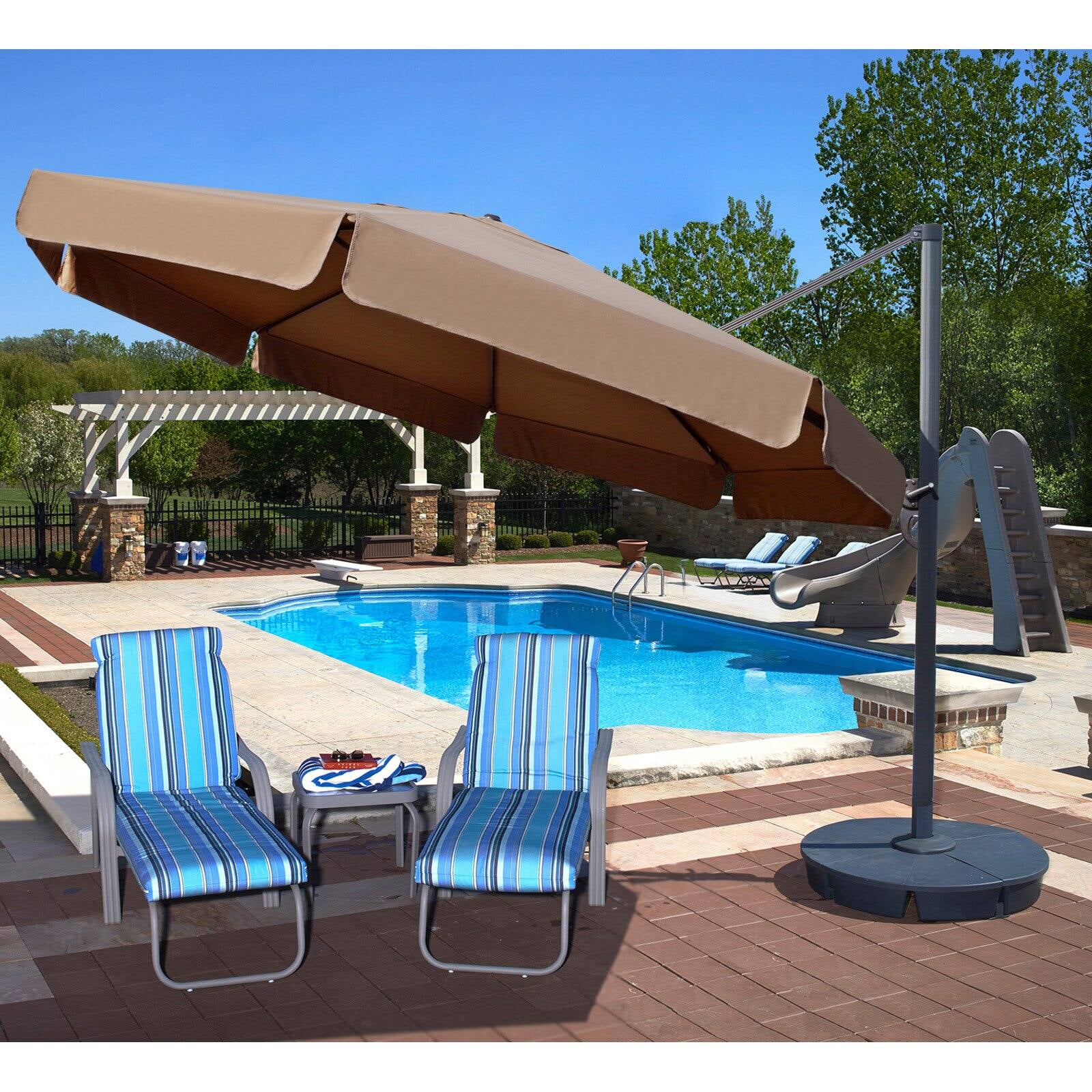 Victoria 13ft Octagonal Cantilever Umbrella with Valance - Beige