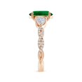 thumbnail image 3 of ANGARA 3 Stone Lab Grown 2.25 Ct Emerald & Trillion Diamond Engagement Ring for Women in 14K Rose Gold (Size-10x8mm) | May Birthstone, Anniversary, Jewelry Gift for Women | Lab-Grown Emerald Ring, 3 of 9
