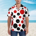 thumbnail image 3 of Dot Red and Black Mens Hawaiian Shirt Short Sleeve Casual Button Up Tropical Summer Beach Shirt, 3 of 9