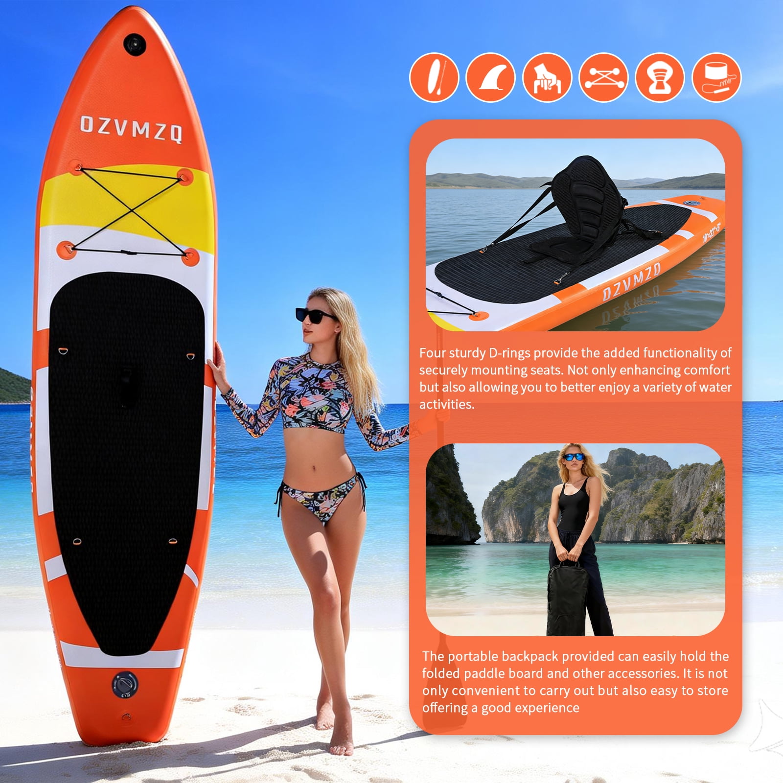 10' Premium Stand Up Paddle Board, Yoga Board with SUP Accessories & Carry Bag ,Surf Control  and Non-Slip Deck for Youth/Adults of All Skill Levels