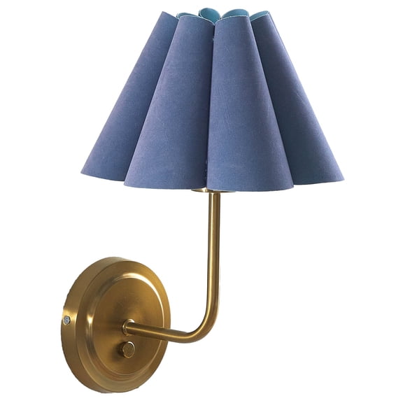 Home Decor Collection Blue Velvet Pleated Wall Sconce