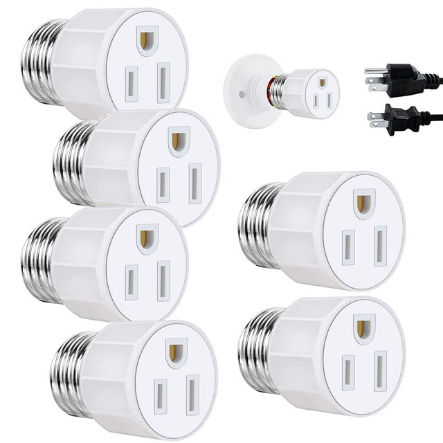 CUITING E26/E27 3 Prong Adapter Count Light Bulb Socket & Extender