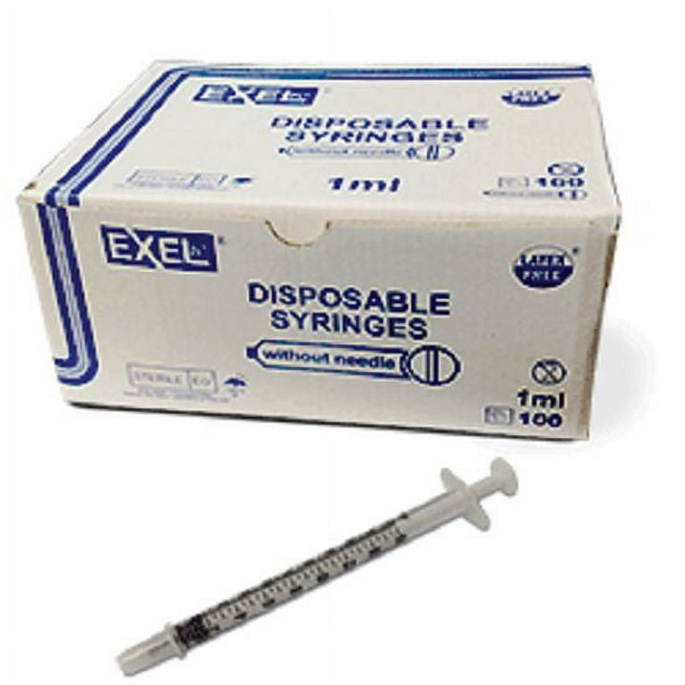 Exel Tuberculin Syringe with Needle, 1cc, Luer Slip, 25g x 5/8 inch, 100/Box
