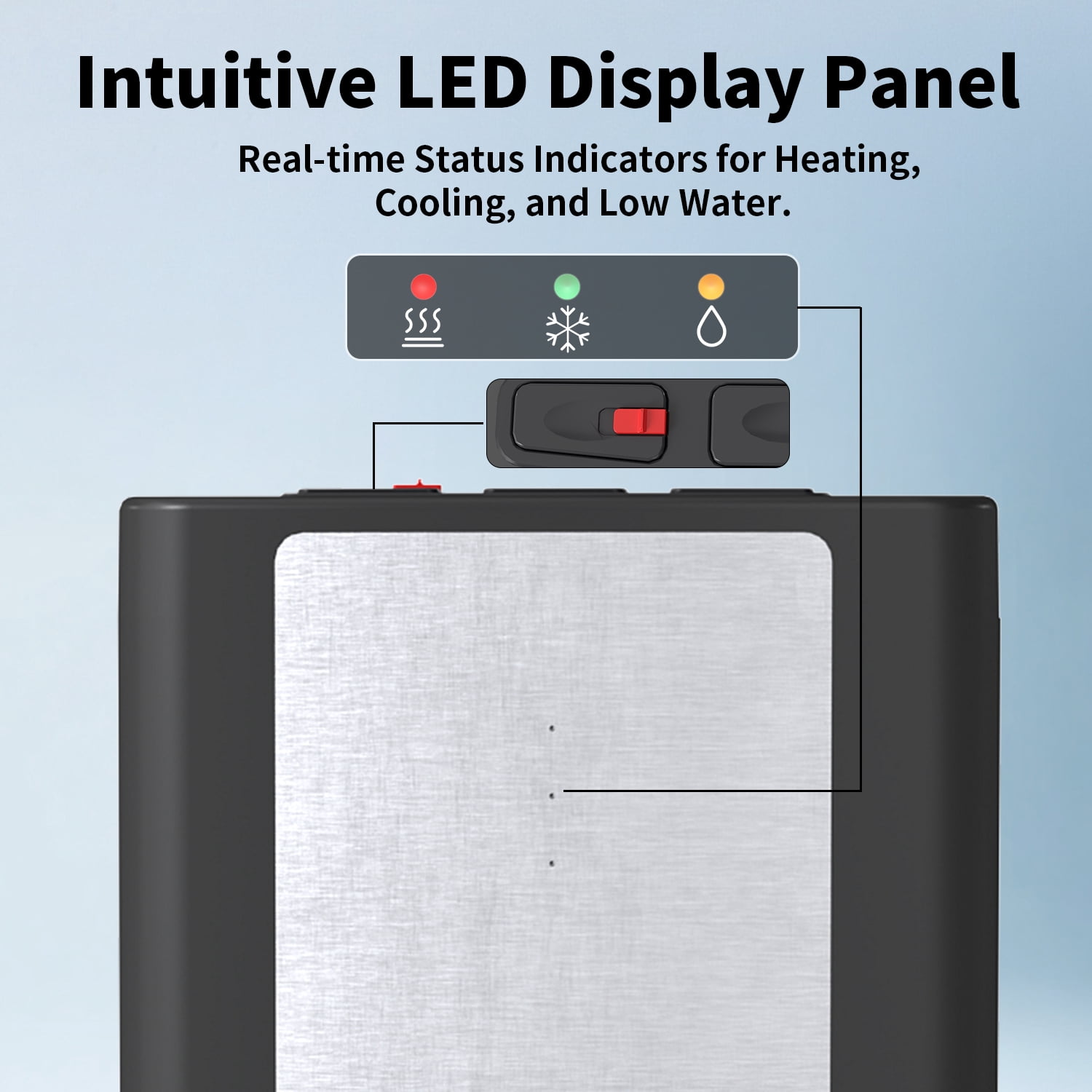 Stainless Steel Bottom Load Water Dispenser with LED Display, Water Cooler Equipped 3 Settings & Safety Lock Fits 5 Gal Bottle for Home/Office/Kitchen