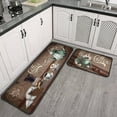 thumbnail image 2 of 2 Piece Coffee Kitchen Decor Rug Set, Home Kitchen Sink Rugs and Mats Non Skid Washable Absorbent Microfiber Kitchen Floor Carpet 17"x47"+17"x30", 2 of 6
