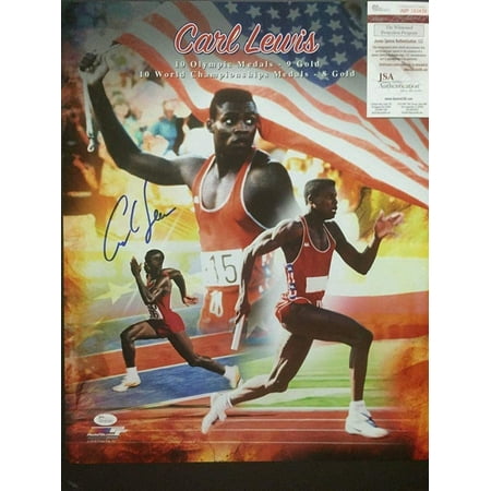 Autographed/Signed Carl Lewis Track USA Olympics 9x Gold Medalist 16x20 Photo JSA COA