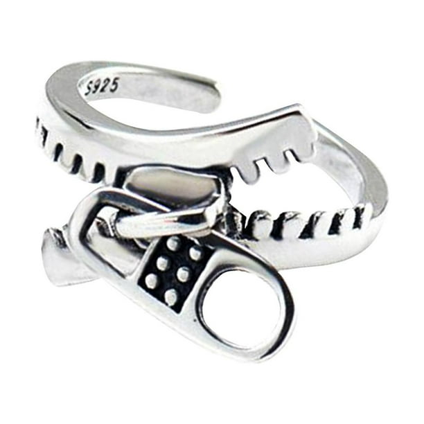 Anillos abiertos,Anillos abiertos con cremallera Anillos ajustables para niña dama,Anillo abierto punk para mujeres y hombres,joyería para fiestas.,Anillos de de moda Cumpleaños