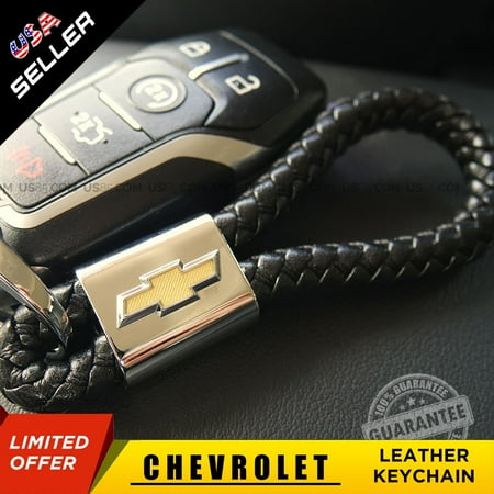 - Chevrolet Black Leather Metal Keychain Logo Emblem Decoration Gift Accessories