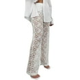 thumbnail image 1 of NECHOLOGY Women's Lace See-Through High Waisted Patchwork Long Straight Pants, White, Size S, 1 of 7