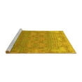 thumbnail image 2 of Ahgly Company Machine Washable Indoor Round Abstract Yellow Modern Area Rugs, 3' Round, 2 of 4