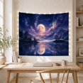 thumbnail image 5 of Golden Full Moon Reflected in Mountain Lake, Serene Celestial Style for Nature Lovers, Lake Wall Decor Housewarming Gift, Tapestry Wall Hanging for Bedroom and Dorm, 5 of 7