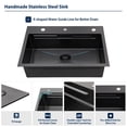 thumbnail image 2 of Logmey 31x20 Drop-In/Top mount Single Bowl 16-Gauge Stainless Steel Waterfall Kitchen Sink Gunmetal with Bottom Grid and Faucet, Gunmetal Black Kitchen Sink, 2 of 9