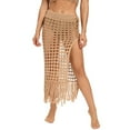 thumbnail image 2 of gakvbuo Summer Women Solid Swimsuit Bohemian Hollow Weave Tassels Cover Up Bikini Swimwear Beach Cover-Ups Wrap Skirt, 2 of 4