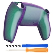 eXtremeRate Chameleon Green Purple Glossy Replacement Back Housing Cover Bottom Shell for ps5 Controller BDM-010/020/030/040