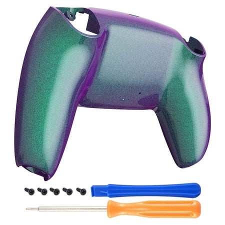 eXtremeRate Chameleon Green Purple Glossy Replacement Back Housing Cover Bottom Shell for ps5 Controller BDM-010/020/030/040