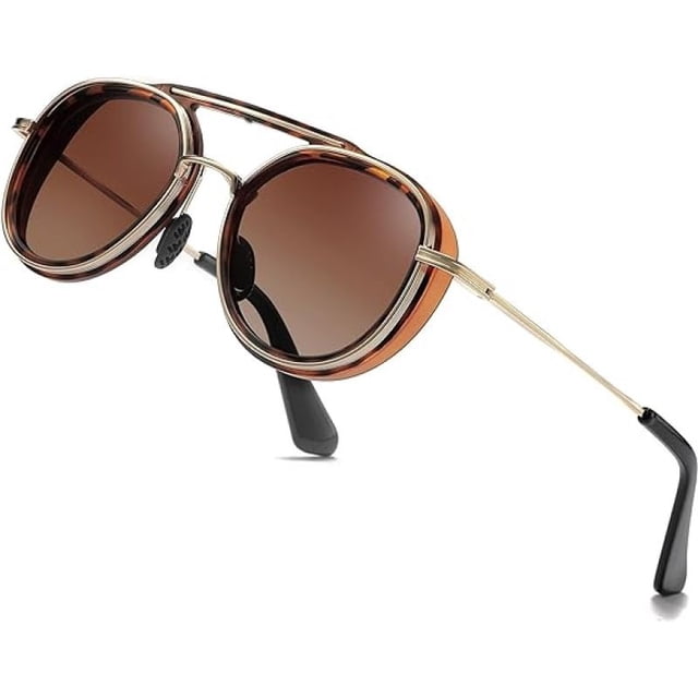 Sunglasses For Men Polarized Double Bridge Retro Round Thick Frame Sunglasses Polarized sunglasses, colorful dual color sunglasses