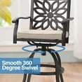 thumbnail image 3 of PHI VILLA Outdoor Patio Swivel Bar Stools Cast Aluminum Arms Chairs Set of 2 with Seat Cushion, 3 of 5