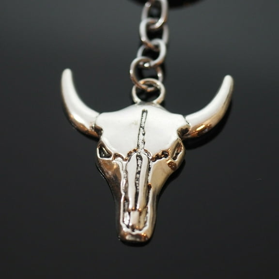 Keychain Key Chain Vintage Skull Bull OX Head Horns 41x38mm Bronze Charm Gifts
