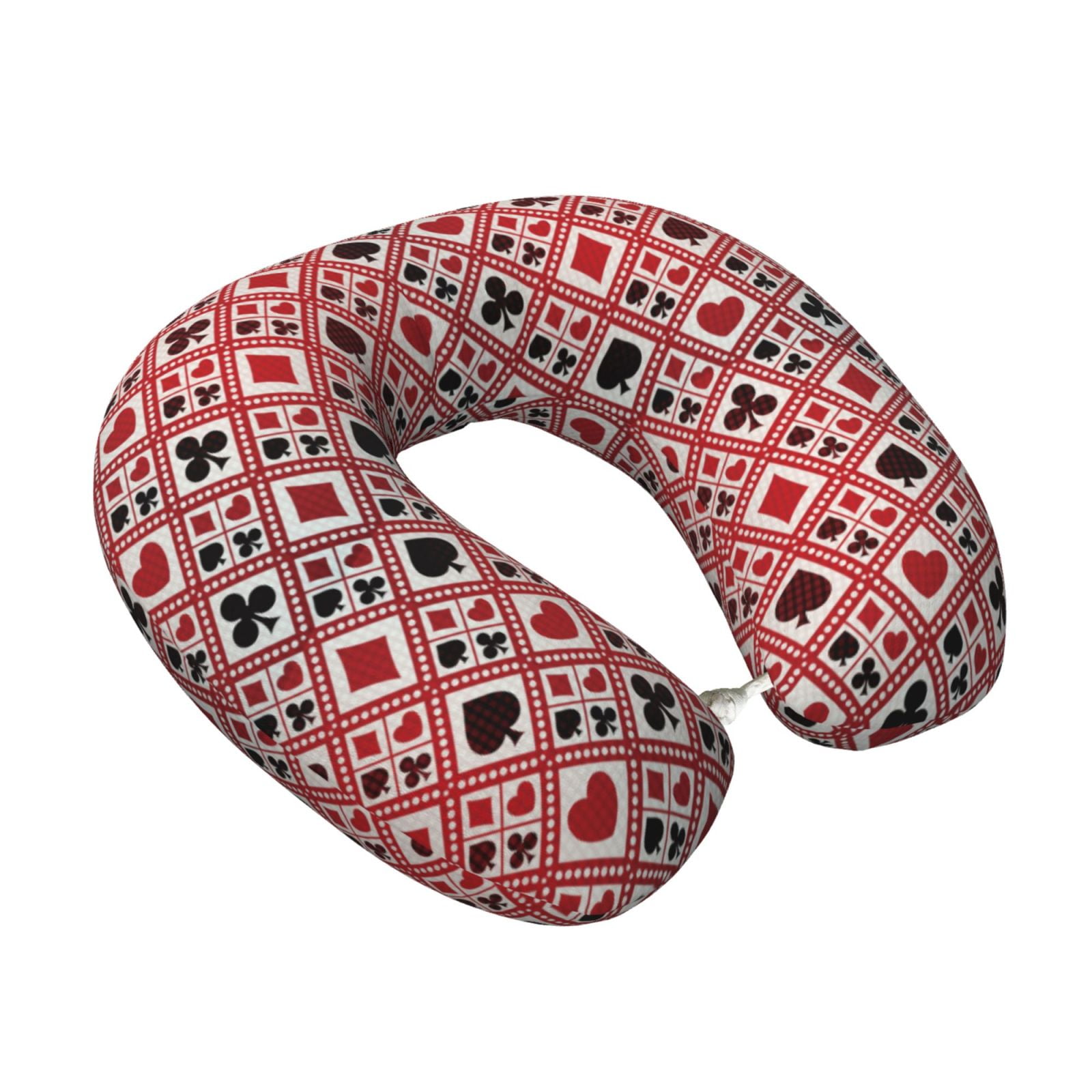 Xecao Poker Print Memory Foam Cervical Neck Pillow Versatile U-Shaped Pillows for Home,Office,Camping,Travelling,Soft Washable Cover