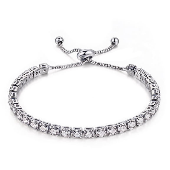 GARITIN Tennis Bracelet for Women, 10 Inch Copper Square Cubic Zirconia Bracelet, Sparkling CZ Tennis Bracelet Jewelry with Gift Box for Birthday Anniversary Gift