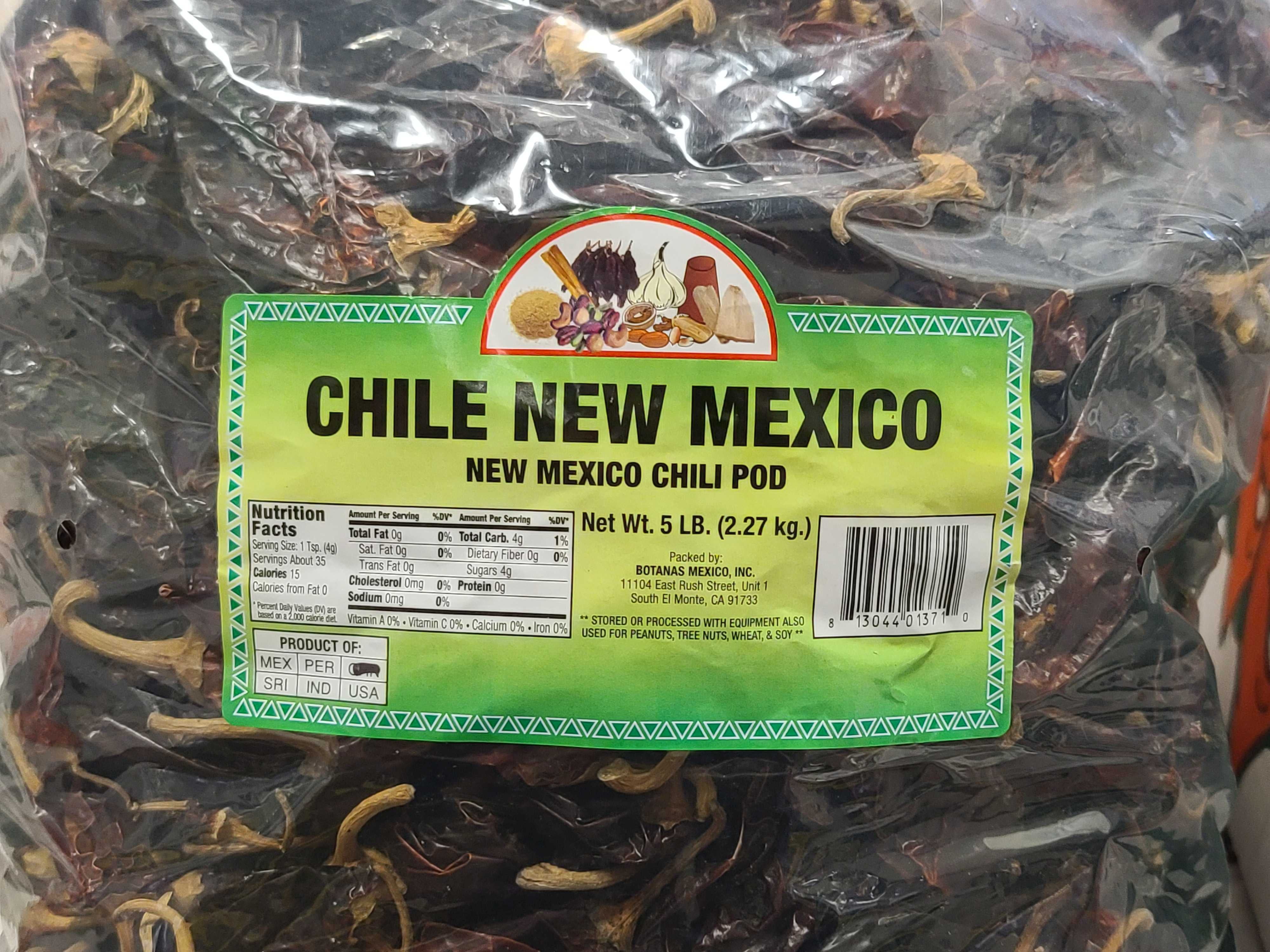 Chile New Mexico New Mexico Chili Pods 5lb Bag Dried Chiles