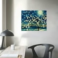 thumbnail image 4 of Nawypu Canvas Wall Art for Bedroom Flower Canvas Picture Floral Tree Painting Almond Blossom at Starry Night Landscape Artwork Abstract Lake Blue Teal Yellow Canvas Print for Modern Home Living, 4 of 6
