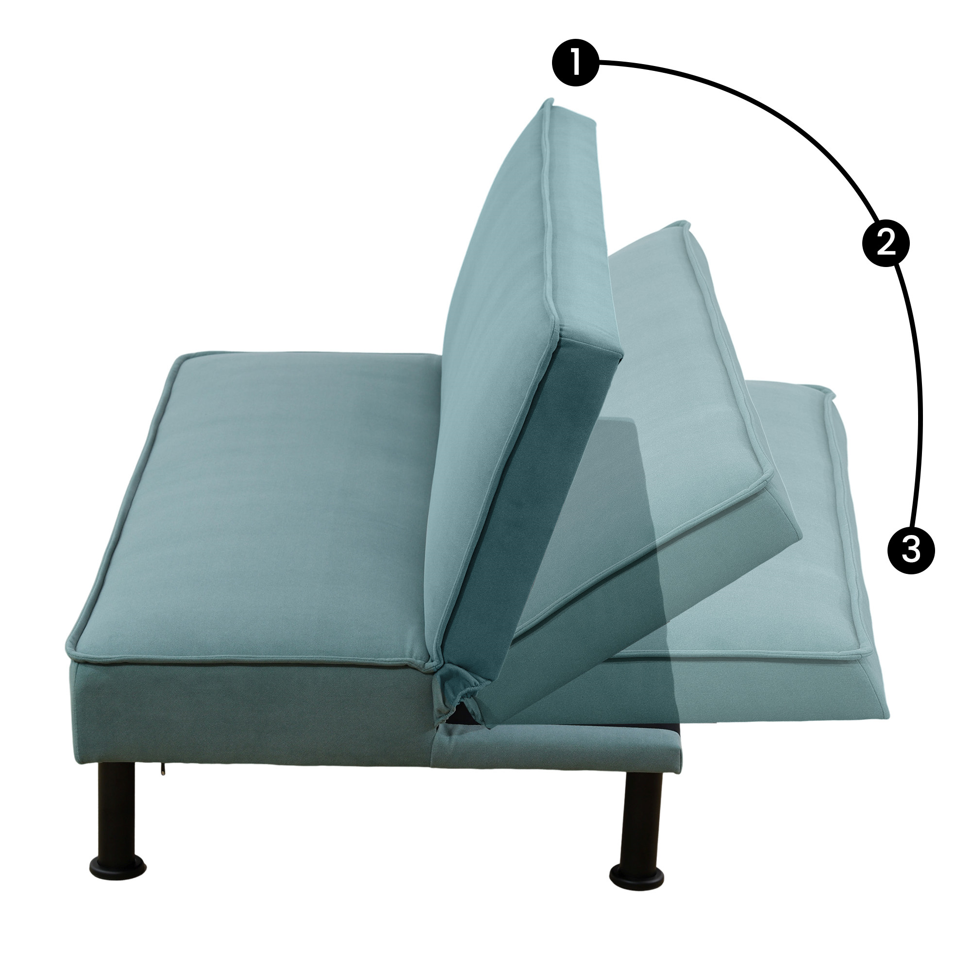 Aukfa Studio Futon Convertible Sofa Bed for Home Office, Upholstered Loveseat, Flannel, Light Green
