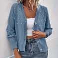 thumbnail image 4 of Women's Plus Size Cardigan Solid Button Long Sleeve Knit Coat​​, 4 of 9