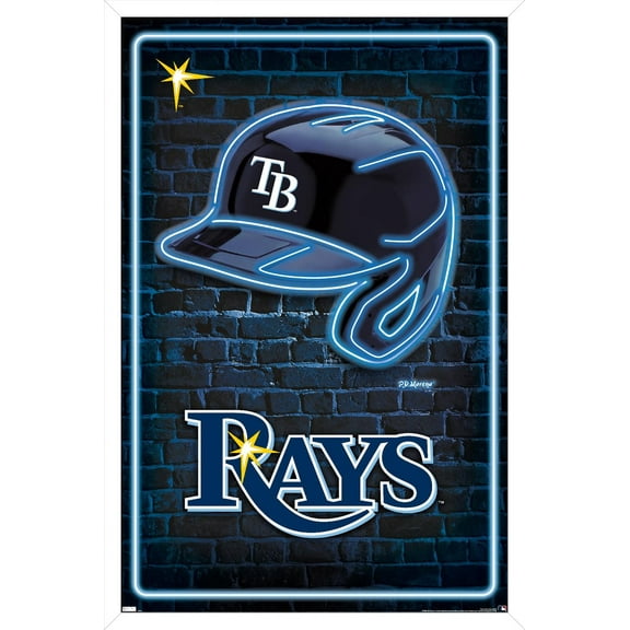 MLB Tampa Bay Rays - Neon Helmet 23 Wall Poster, 14.725" x 22.375" Framed