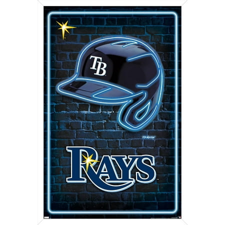 MLB Tampa Bay Rays – Neon Helmet 23 Wall Poster 14.725 x 22.375 Framed