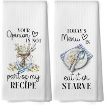 Funny Gifts Kitchen Towels - Sarcastic Humor Dish Towels, Housewarming Gifts, Funny Recipe Decorative Absorbent Dishcloths Hand Towels Set of 2 for Cooking Baking Decor 18x26 Inches