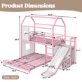 thumbnail image 2 of Harper & Bright Designs Twin over Full Bunk Bed with Storage Cabinet and Hanging Rod, Metal Bunk Bed Frame with Slide & Ladder, House Bunk Bed with Curtain, Guardrails and LED Light Strip, Pink, 2 of 16