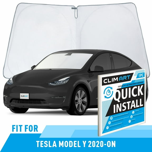 CLIM ART Windshield Sun Shade for Tesla Y 2020-2026, Custom-Fit Foldable Car Sunshade, Vehicle Sun Protector, Front Auto Windshield Cover, Car accessories - WS8004