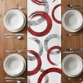 thumbnail image 6 of Red Grey Table Runner - 70 Inch Long, Kitchen Dining Table Runner Dresser Scarves, Geometric Circle Modern Abstract Simple Art Farmhouse Decor for Coffee Tables Wedding Party Banquet, 6 of 8
